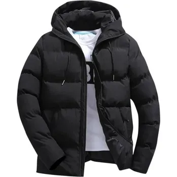 Pánská zimní bunda Větruodolné zimní provedení Zapínání na zip Polyester Kapuce Praktické kapsy Teplé každodenní nošení Moderní zimní bunda černá M