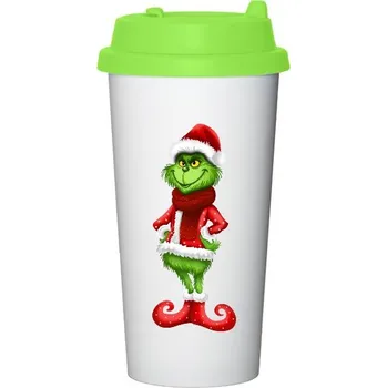 Termohrnek Cestovní termohrnek s potiskem Grinch v kabátku