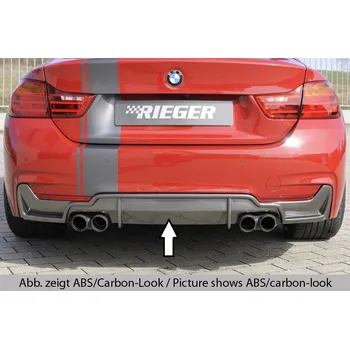 Nárazník Rieger vložka zadního nárazníku pro BMW řada 4 F32, F33, F36 coupe (3-dvéř.), gran coupe (5-dvéř.), kabriolet vč. faceliftu, plast ABS bez povrchové úpravy, pro dvojité koncovky na obou stranách 4x80 mm (435i/440i look)