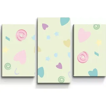 Obraz Sablio Obraz - 3-dílný Srdíčka a spirály XL - 75x50 cm