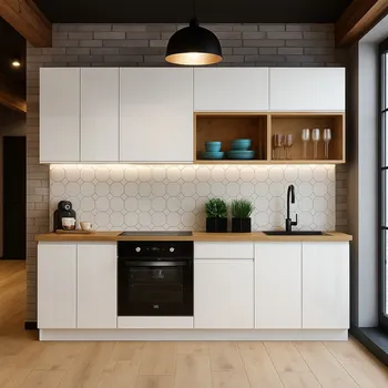 Kuchyňská linka Kuchyň SOLE 240 cm, bez pracovní desky, bílá alpská/bílý lesk