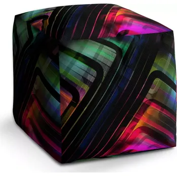 Taburet Sablio Taburet Cube Černé pruhy: 40x40x40 cm