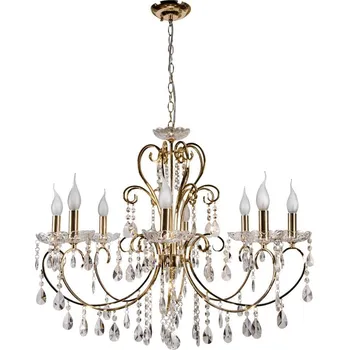 Závěsný lustr na řetězu v anglickém stylu AURORA - 8xE14, 40W, zlatý