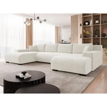 Sedací souprava Moderní rozkládací sedačka do tvaru U SELAH - smetanová