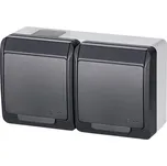 GALATEA 2-násobná zásuvka 2x 2P + PE, antracit, IP44