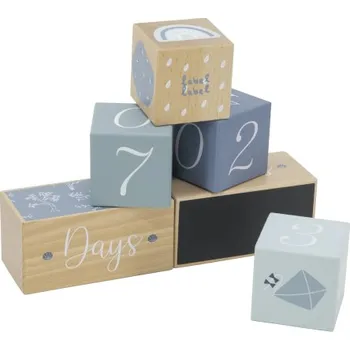Dřevěná hračka Label Label Milníkové kostky - Blue