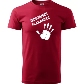 Pánské tričko Sablio Tričko s potiskem Dostaneš flákanec - červené 5XL