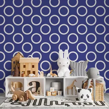 Tapeta Sablio Tapeta Bílé kruhy na modré - 208x125 cm