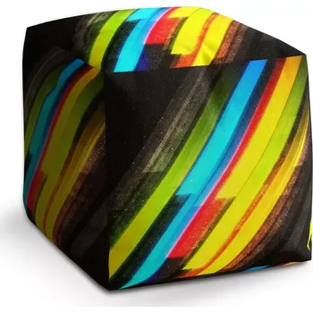 Taburet Sablio Taburet Cube Pruhová abstrakce: 40x40x40 cm