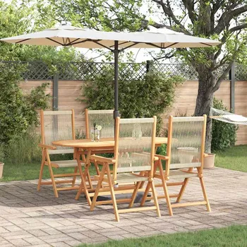 Zahradní jídelní souprava 5 pcs Béžová Béžová3375740