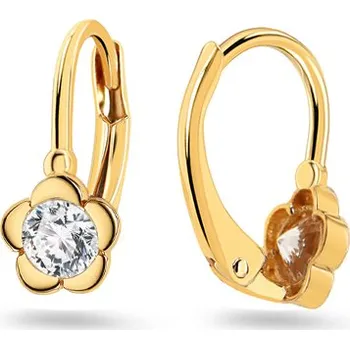 Náušnice Dětské náušnice ve tvaru květu se zirkonem, žluté zlato 14K IZ31671 + dárkové balení LUXUS zdarma