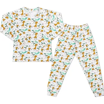 Dívčí noční košile Pyžamo dlouhý rukáv, dlouhé kalhoty Bílá,Hnědá,Zelená - 110 BX1001424