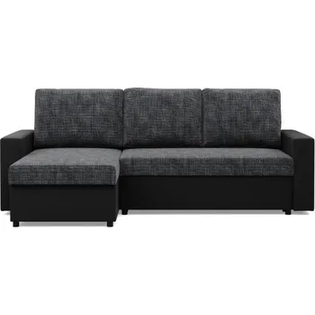 Sedací souprava Rohová rozkládací sedačka LUNA tmavě šedá / černá