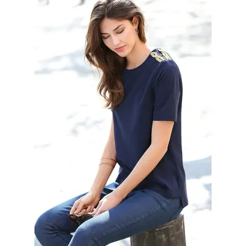 Dámská halenka Halenka s kontrastními prýmky námořnická modrá M