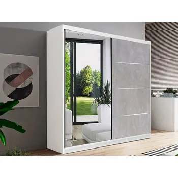 Šatní skříň BENEDIKT šatní skříň, bílá/beton