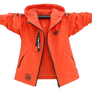 Zimní chlapecká bunda s kapucí Teplá prošívaná bunda na zip s kapsami na zip Pohodlné podzimní a zimní oblečení Bavlna a polyester oranžová 7