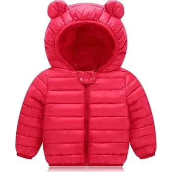 Dívčí bunda Dětská zimní bunda na zip s kapucí s ušima Unisex teplý polyesterový kabátek pro chlapce i dívky Pohodlné zimní oblečení do chladného počasí červená 12-18 měsíců