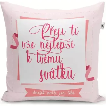 Polštář Sablio Polštář Přeji ti vše nejlepší k tvému svátku: 40x40 cm