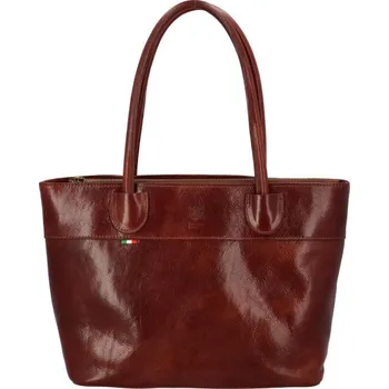 Dámská kožená kabelka přes rameno tmavě hnědá - Delami Vera Pelle Zafirana hnědá