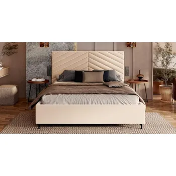 Postel Čalouněná postel ELEGANTE 120x200 Krémová Paris s úložným prostorem kovový rošt