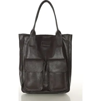 Kabelka MAZZINI Kožená shopper bag kabelka Vera Pelle 04X tmavě hnědá