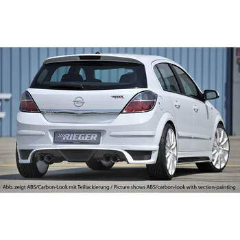 Nárazník Rieger spoiler pod zadní nárazník pro Opel Astra H 5-dvéř., hatchback, notchback r.v. 03/04-, plast ABS s povrchovou úpravou Carbon-Look, pro dvojité koncovky na obou stranách