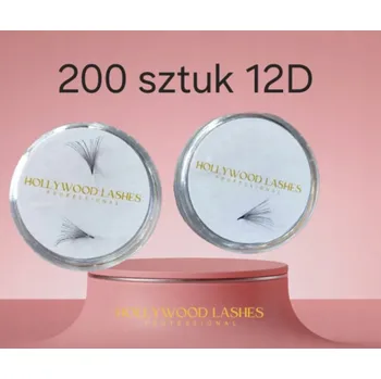Péče o řasy a obočí HOTOVÉ TRSY ŘAS 12D 0,03C 12MM 200ks Hollywood Lashes