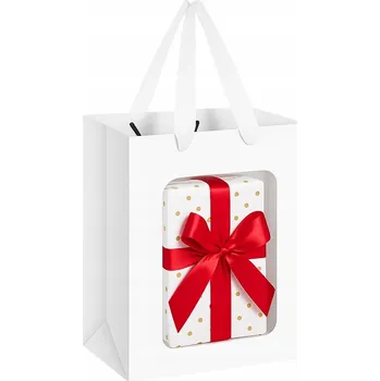 Dárková taška PAPÍROVÉ TAŠKY S OKÉNKEM EKO SADA 6 ks BÍLÉ