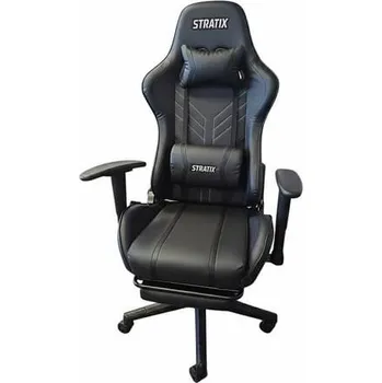 Herní masážní židle černá s podnožkou