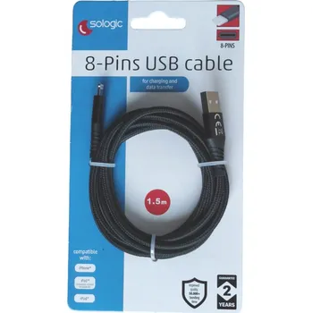 Datový kabel Kabel Sologic USB - Apple Lightning 1,5 m černý