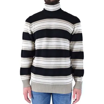 Pánský svetr Pánský pruhovaný rolák Paolo Pecora černá | bílá | krémová 3490857
