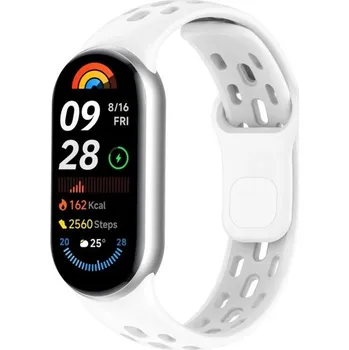 Silikonový řemínek na hodinky Xiaomi Mi Band 9 Měkký pohodlný náramek na zápěstí Odolný pružný materiál Pro každodenní nošení i sport bílá