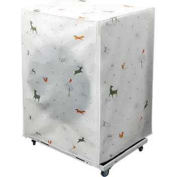 Ochranný potah na pračku 62 x 55 x 86 cm Lesní zvířátka Bílo-průhledný obal na zip pro předem plněnou pračku