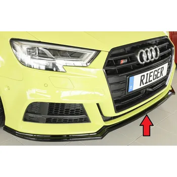Nárazník Rieger lipa pod přední nárazník pro Audi A3 S3 8V 3-dvéř. (hatchback 8V1), 5-dvéř. (sportback 8VA) po faceliftu, 09/16-, plast ABS lakovaný do černé lesklé barvy