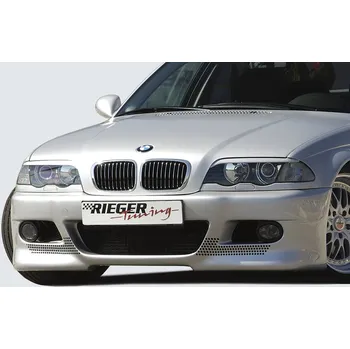 Nárazník Rieger přední nárazník pro BMW řada 3 E46 sedan, touring po faceliftu, plast ABS bez povrchové úpravy, s držáky pro originální mlhová světla, s žebrováním a děrováním