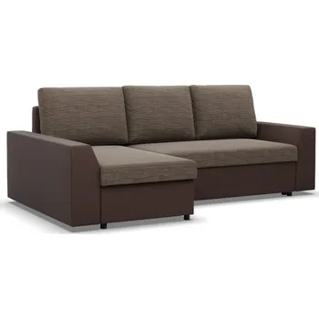 Sedací souprava Rohová rozkládací sedačka LUGO cappuccino / hnědá