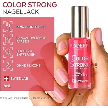 Přípravek na nehty PODERM Lak COLOR STRONG na nehty s biotinem, křemíkem a keratinem Gloss Shine 8ml