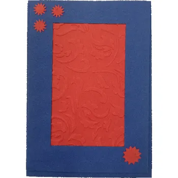 Trojlisté přání - 10,5 x 15 cm - výsek obdélník - modrá/ červená