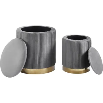 Taburet Set šedých taburetek s úložným prostorem