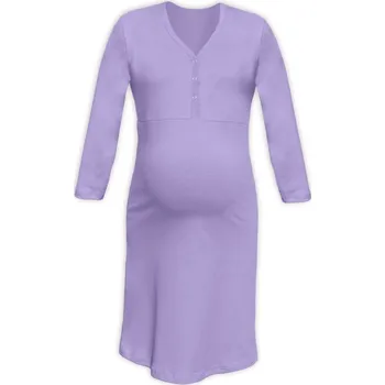 Těhotenské noční prádlo Kojící noční košile rozepínací, 3/4 rukáv, levandulově fialová S/M