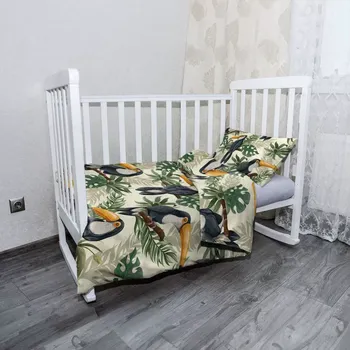 Povlečení Sablio Mikroplyšové dětské povlečení do postýlky Tukan - 120x90 / 40x60