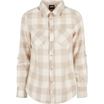 Dámská košile Ladies Turnup Checked Flanell Shirt - whitesand/lighttaupe XXL