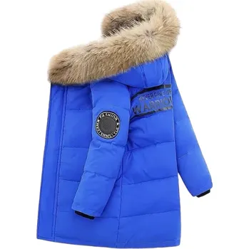 Dívčí bunda Dětská zimní bunda na zip a patenty s kapucí s kožichem a kapsami Unisex teplý bavlněno-polyesterový kabátek pro chlapce i dívky do zimního počasí tmavě modrá 5