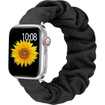 Měkký černý elastický řemínek S 119–160 mm pro Apple Watch 42 44 45 mm Series 1–9 SE SE2 Pružný pohodlný pásek na chytré hodinky