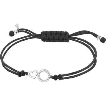 Náramek Náramek s prvky ze stříbra a zirkony - srdce, kroužek - AP541-3811