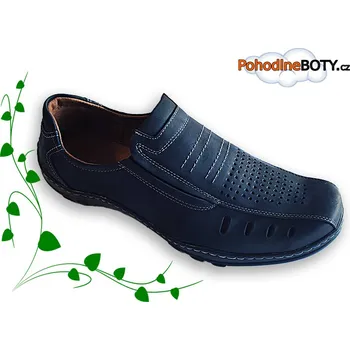 Pánská zdravotní obuv Kožené pánské mokasíny širší střih černé Aldex 506