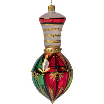 Vánoční ozdoba Koulier Vánoční ozdoba Secese - Amfora čirá s barevnou vitráží, 1 ks