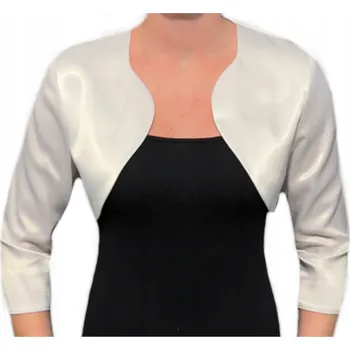 Bolerko Saténové bolerko bílé s 3/4 rukávem - Ewa 48