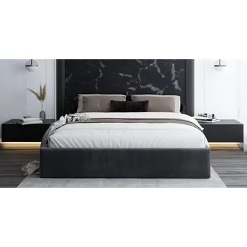 Postel Čalouněná postel ORLANDO 140x200 Tmavě šedá Trinity s úložným prostorem kovový rošt