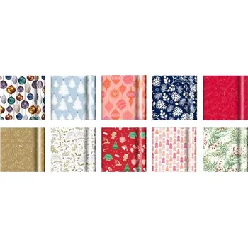 Balící papír Dárkové balicí papíry vánoční mix 60 rolí 2 m × 70 cm